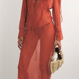 Christopher Esber silk ruffle dress in burnt orange